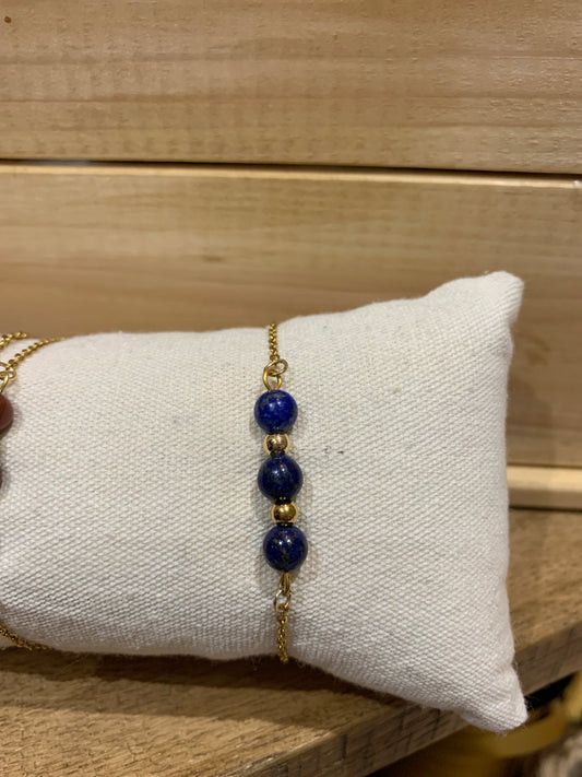 Bracelet trio de pierres lapis lazuli